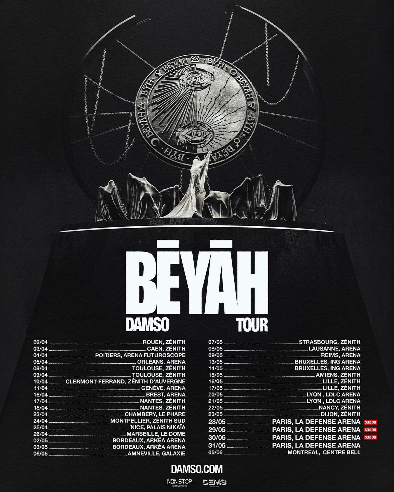 Damso BĒYĀH Tour Poster 2026